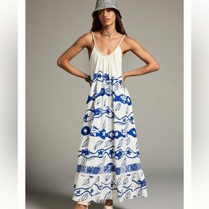 FARM Rio | Pitta Waves Linen Blend Scoop Neck Dress | Small